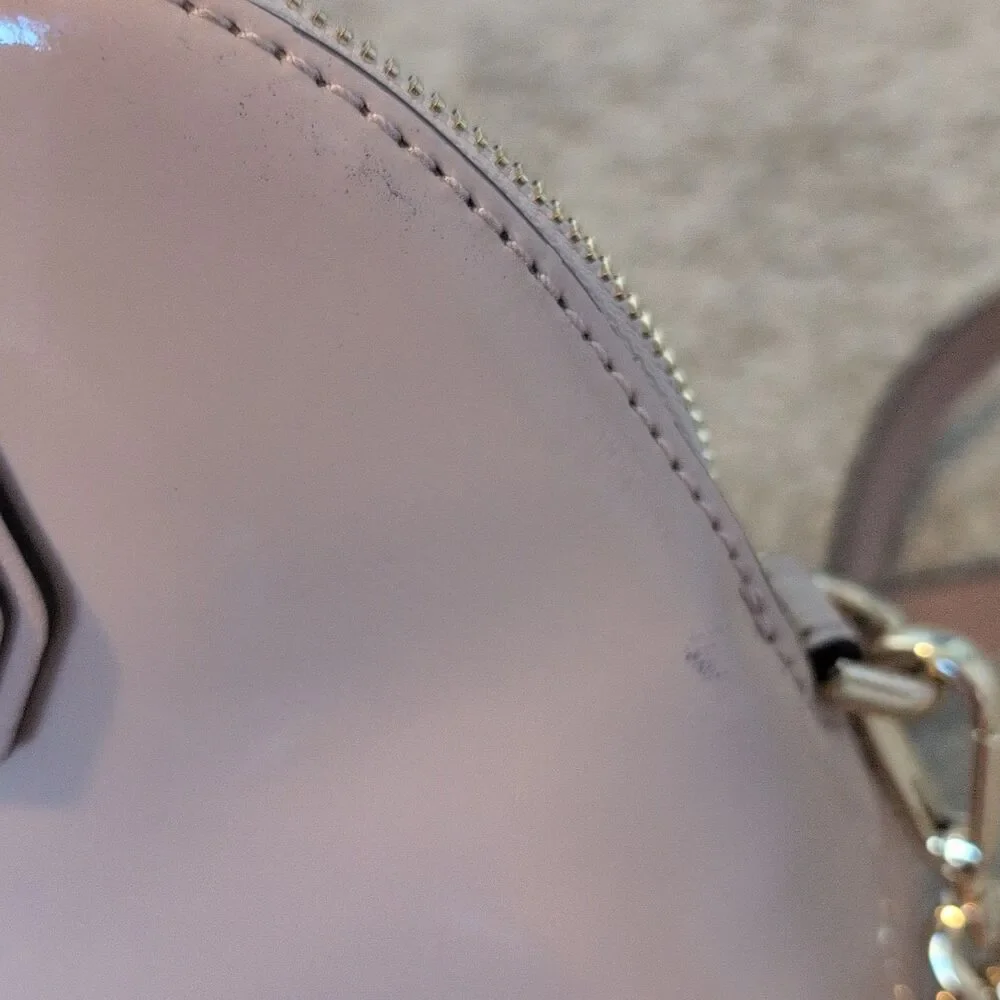 Michael Kors Pink Patent Satchel Top Handle Bag Detachable Chain Strap Zip
